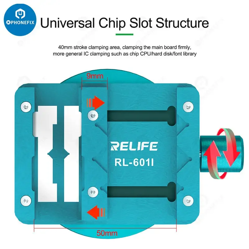 RELIFE RL-601I Mini 360° Rotary Fixture BGA Repair Holder for Mobile Phone Motherboard Heat Resistance Clamp Tin Planting Table