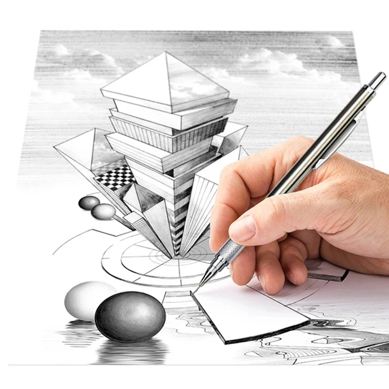 0.3 0.5 0.7 0.9 1.3 2.0 مللي متر قلم رصاص ميكانيكي مجموعة كاملة معدنية فن الرسم اللوحة التلقائي قلم رصاص مع يؤدي مكتب اللوازم المدرسية