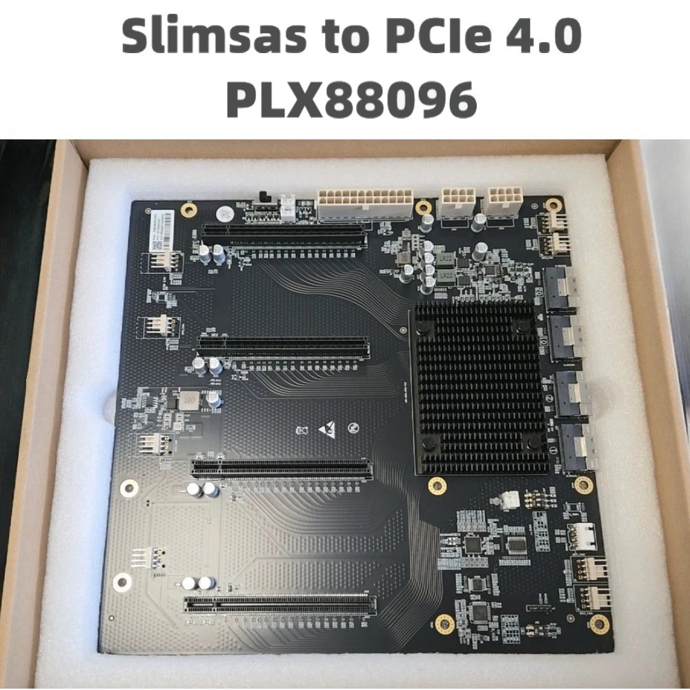 PLX88096 PCIe 4.0 4-Slot GPU Expansion Adapter Card 4x PCIe 4.0 X16 Switch Board SFF-8654 SlimSAS 8i External For U.2 SSD Server