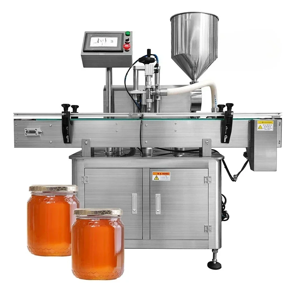Solidpack small fully servo piston glass jar processing automatic filling fruit jam honey sauce thick paste machine