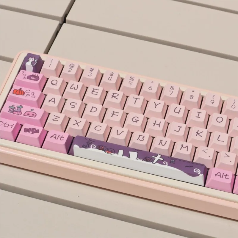 Purple Pink 133 Keycap Set PBT Custom Cute Keyboard Cap Cherry Profile Key Cap Mechanical Keyboard Accessories Artisan Keycaps