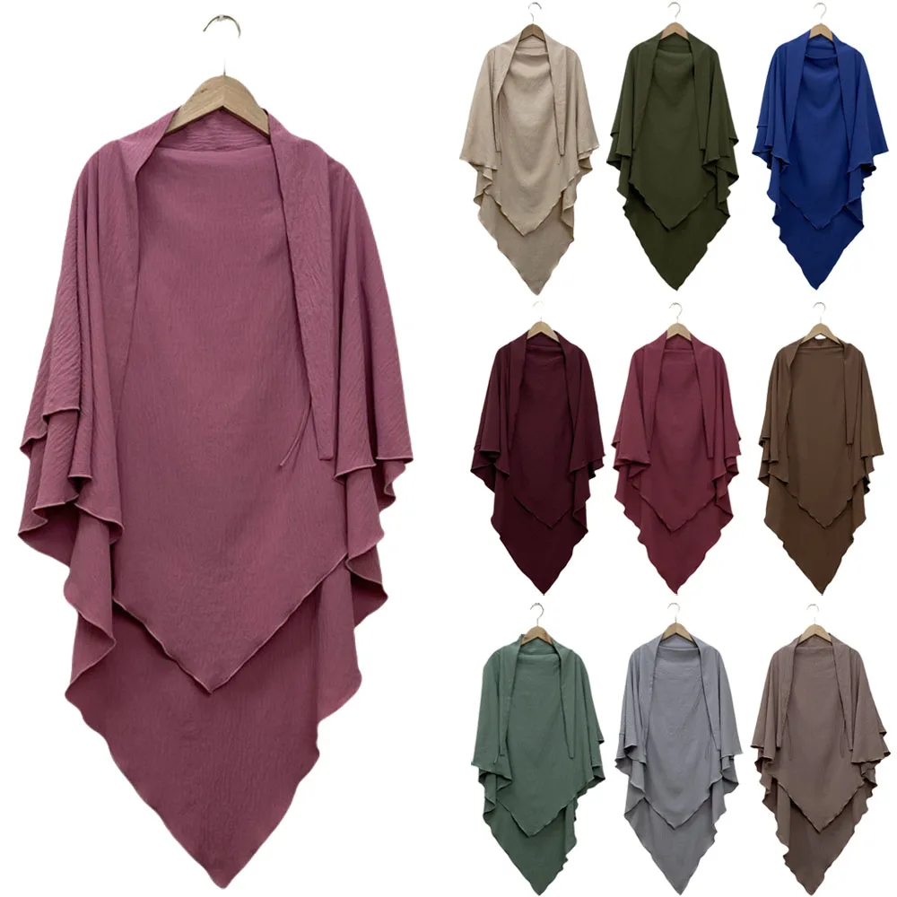 

Eid Ramadan Long Khimar Overhead Hijab Amira Women Muslim Veil Modest Prayer Garment Kaftan Islamic Arabic Clothing Niqab Nikab