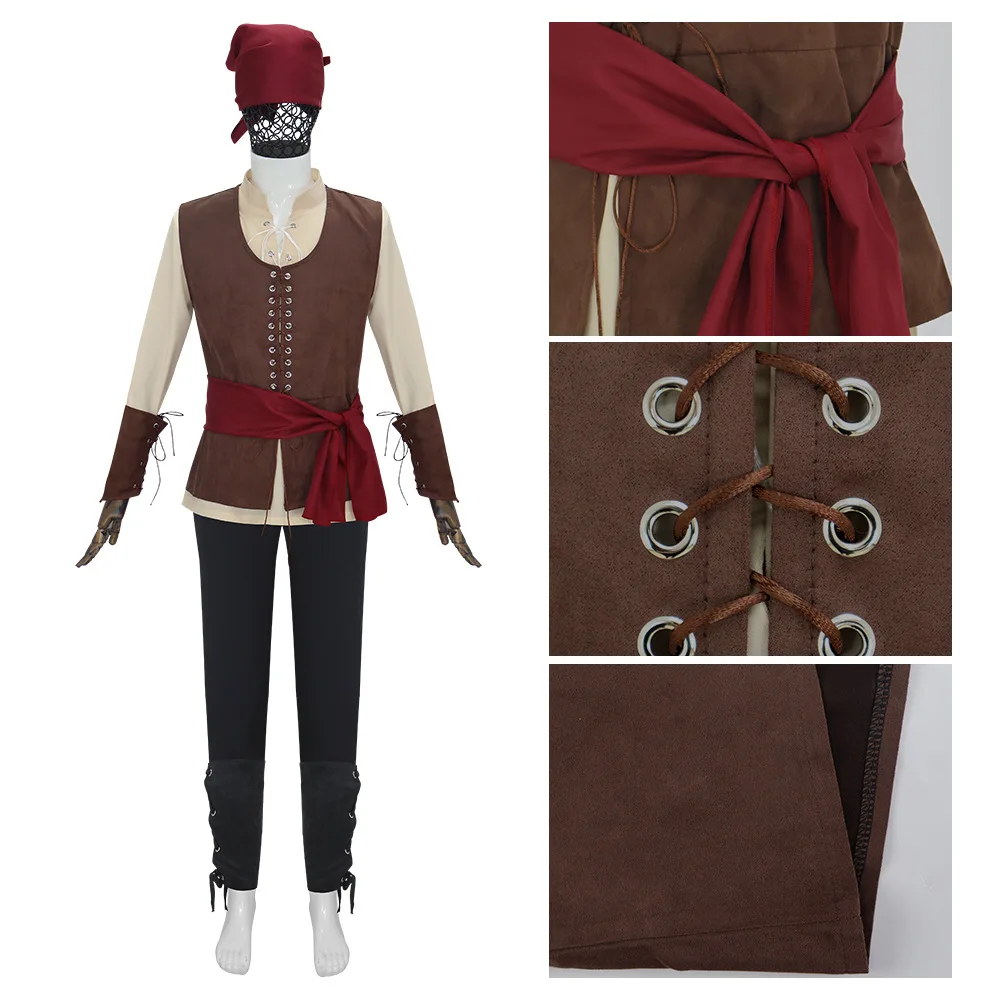 بدلة القراصنة الرجالية قميص عصر النهضة الفقر سترة القرون الوسطى فايكنغ زي الهالوين