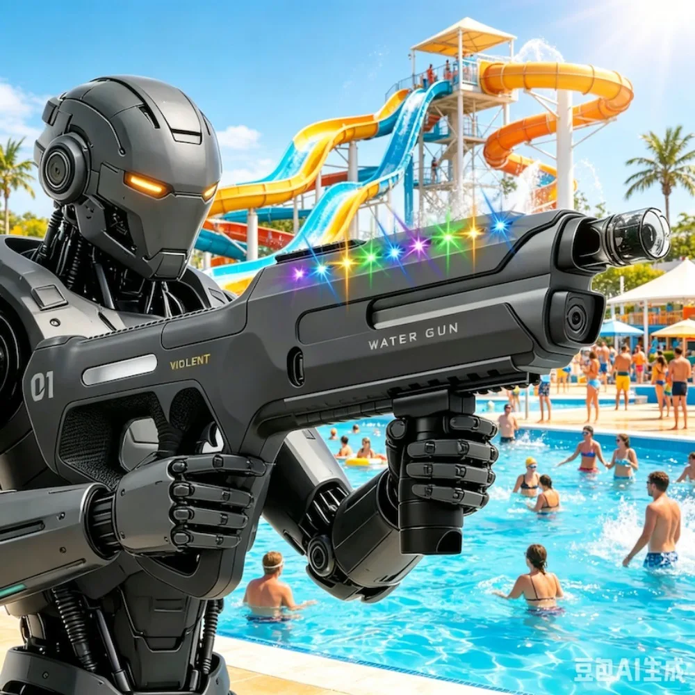 

Electric Water Gun Toy Powerful Full Automatic Water Blaster with Light Effects Summer Outdoor Pool Water Fight Toy for Adults