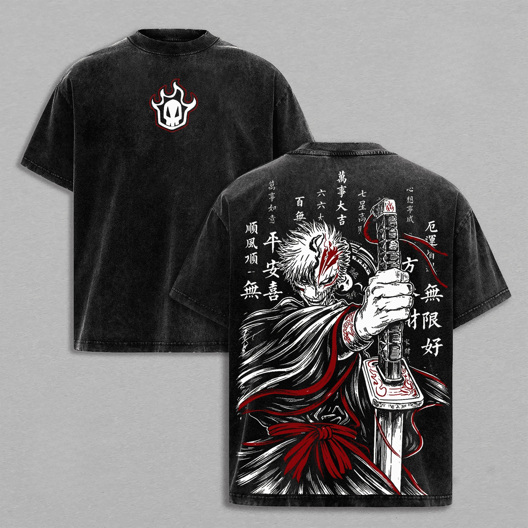 Kurosaki Ichigo BLEACH T Shirt Anime Vintage Washed Oversized Tees Tops Men Clothing Summer Short Sleeve Pure Cotton T-shirt