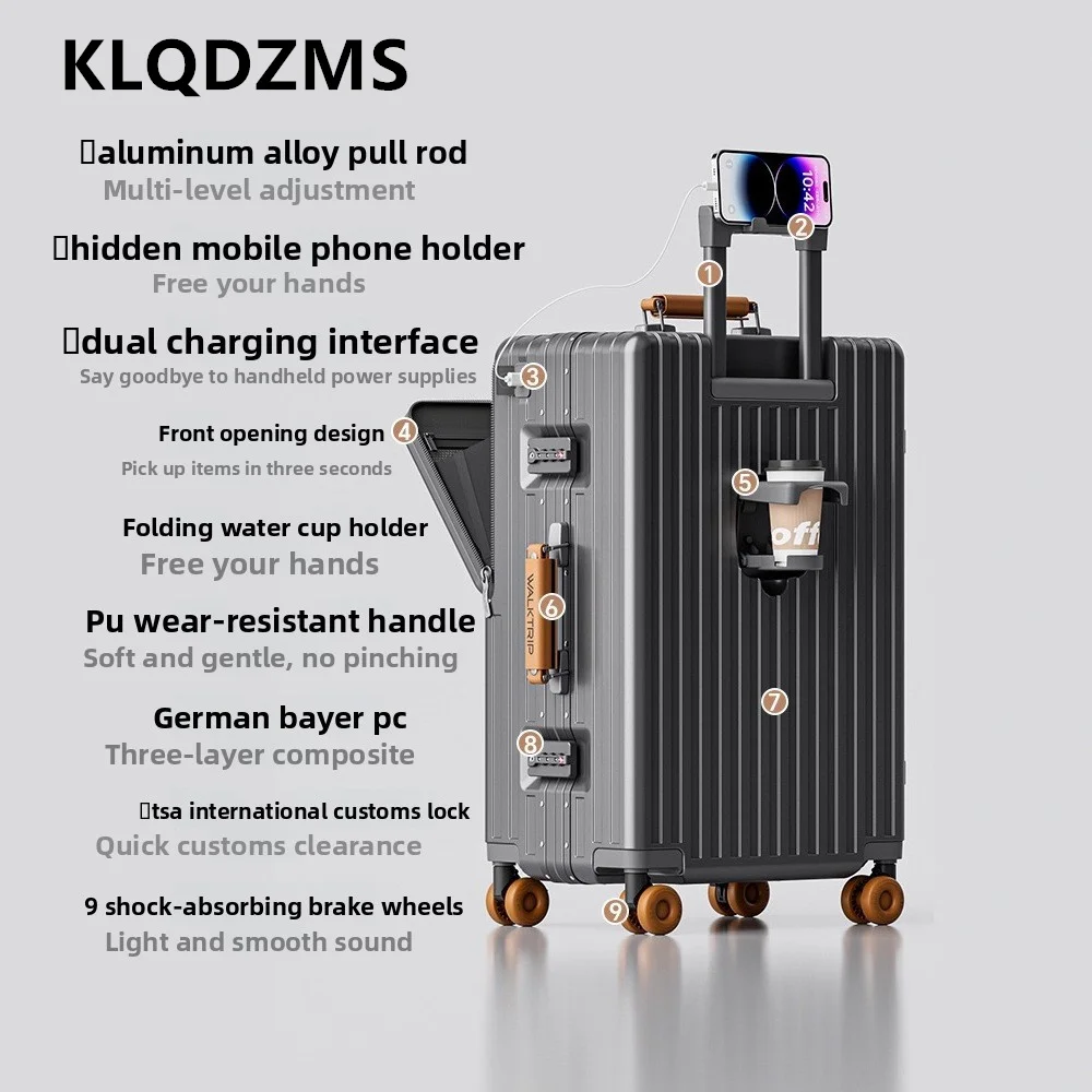 KLQDZMS Travel Luggage Aluminum Frame Boarding Case 20