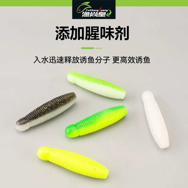 Ribbed Potato Soft Lures, High Density Anti-Bite Soft Plastic Stick Baits, Low Wind Resistance Long Cast Artificial Fishing Worms Multi Colors for Bass, Snakehead, Perch Wholesale