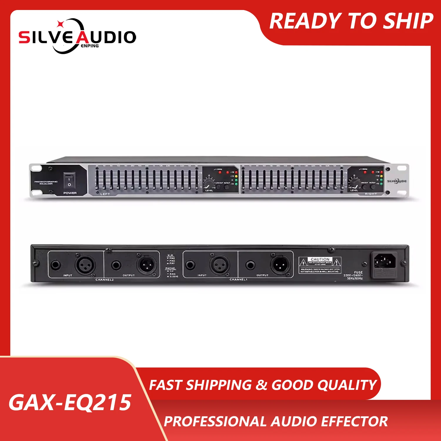 GAX-EQ215 Professional Dual 15-Segment Graphic Equalizer Stage Performance Audio Equipment for Enhanced Sound Quality