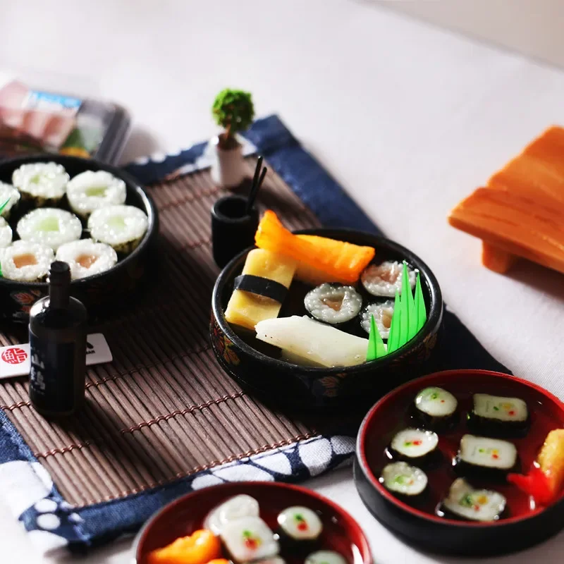 Mini Sushi Bento Food Sushi Plate Set Japanese Food Style Miniature Dollhouse Food Decoration Accessories Home Decor view 4