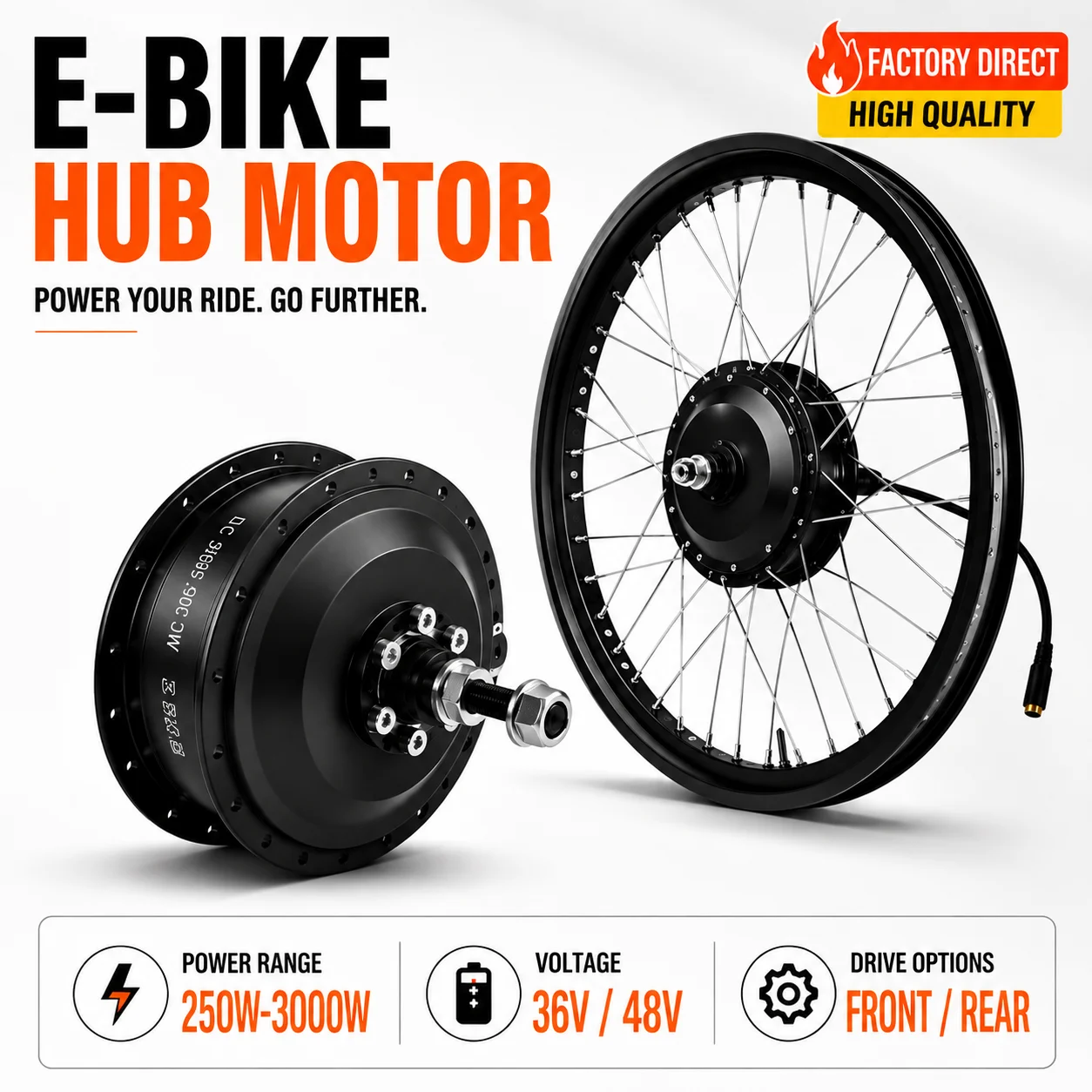 48V 500W電動自転車ホイール 電動自転車ハブホイール,フロントおよびリアホイール,36v,48v,250w