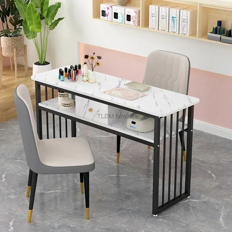 Modern simple Iron Manicure Station For Commercial Furniture Nail Tables Simple Economical Upscale Professional Manicure Table Z