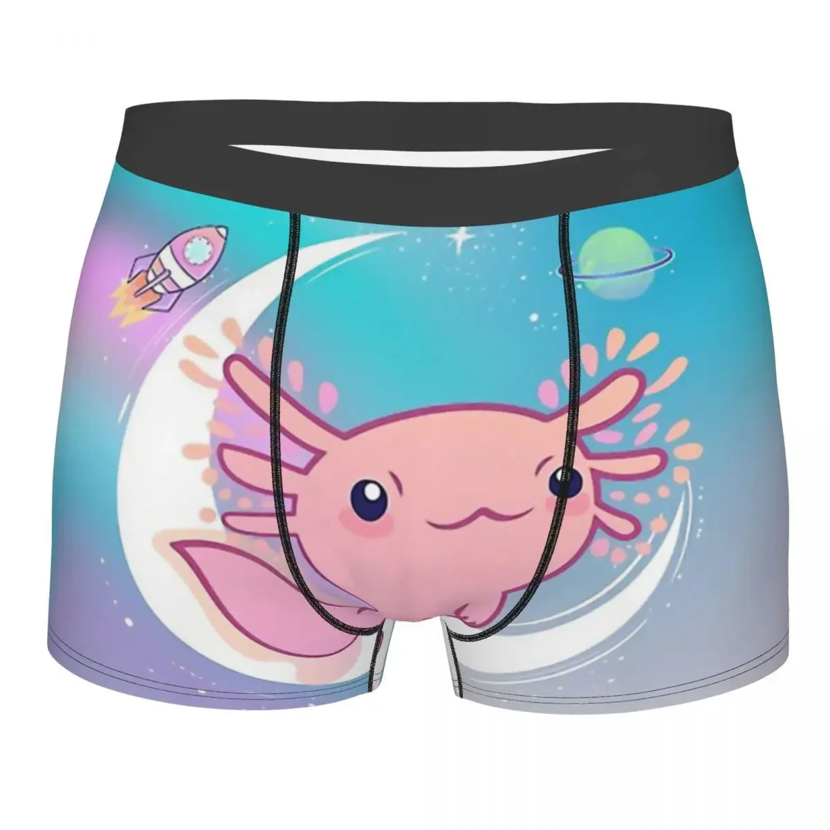 Space Alien Holo Texture Axolotl Lover Walking Fish Underpants Breathbale Panties Man Underwear Comfortable Shorts Boxer Briefs