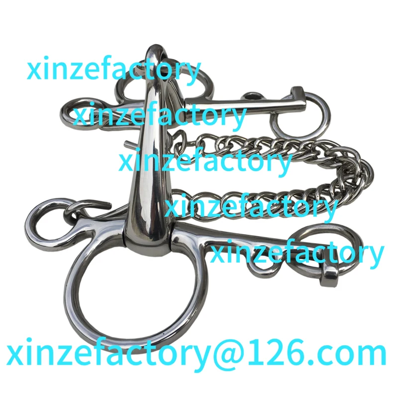 Personalización de broca Pelham larga de acero inoxidable con cadena de acera, equipo para caballos, montar a caballo, 13,5 mm, personalizable