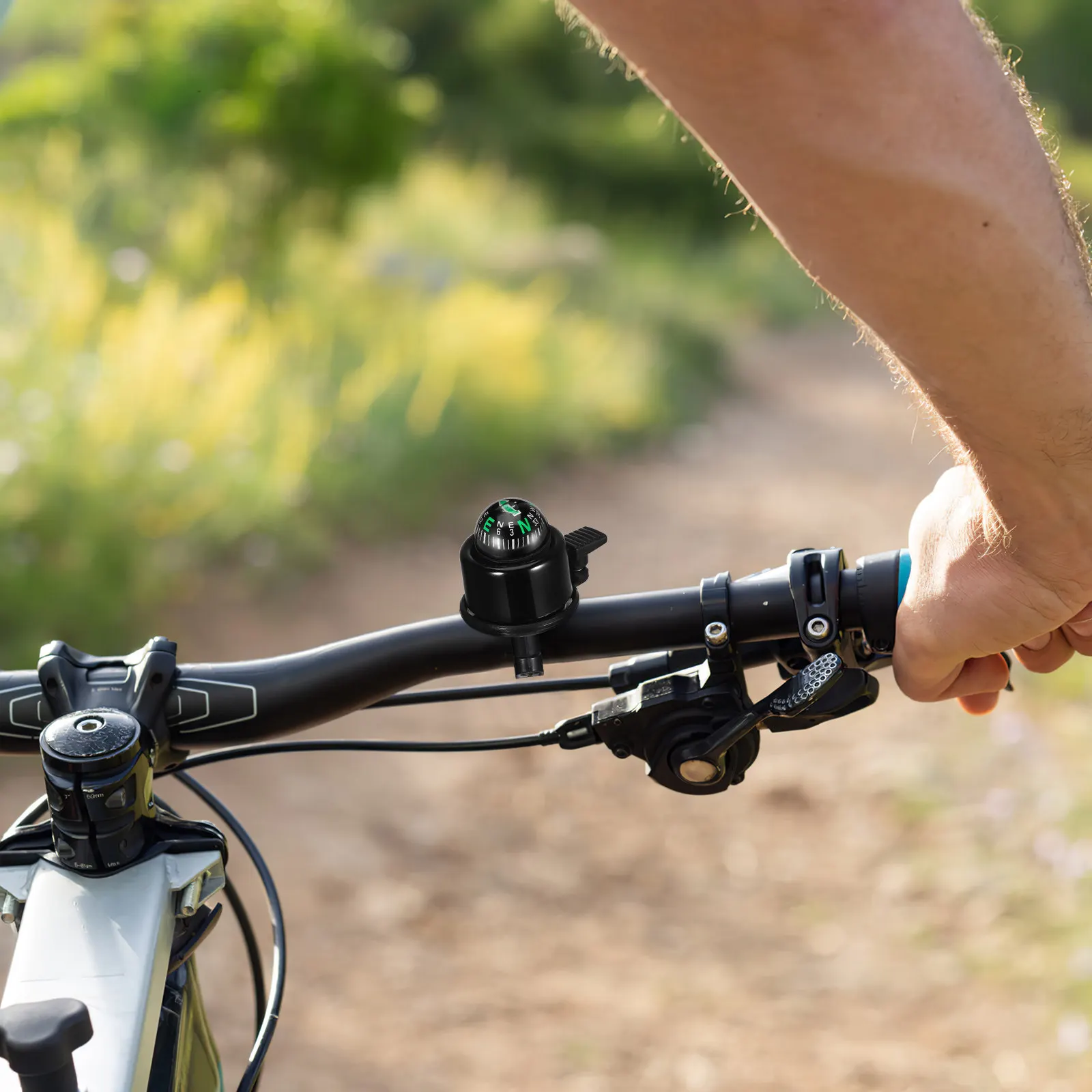 

Functional Bicycle Bell Ring with Backward-Visible Compass Orientation Rain Resistant Mounting for All Bike Types Including