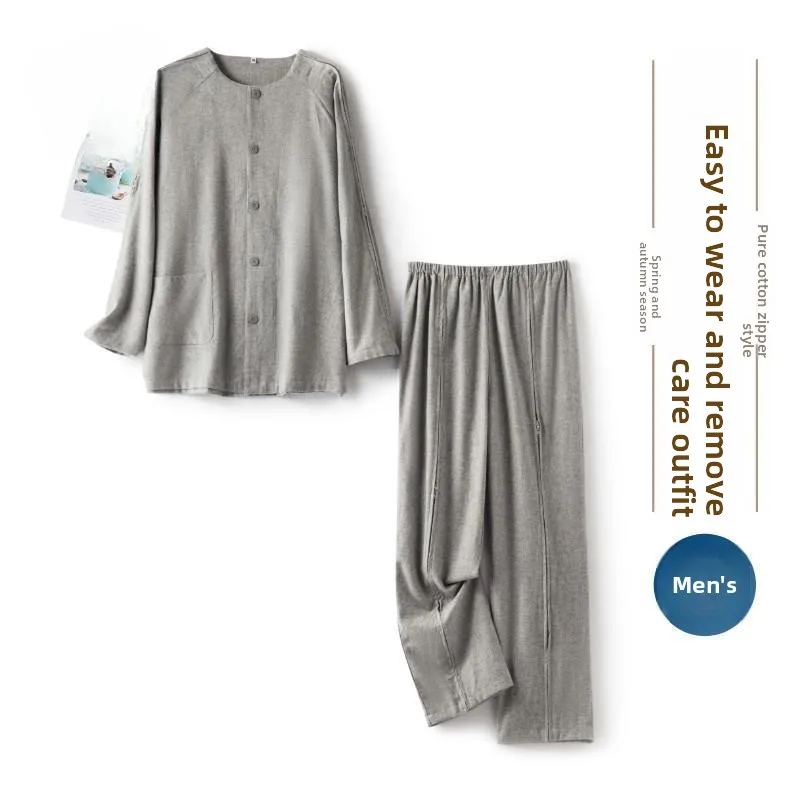 robe-de-soin-pour-personnes-Agees-facile-a-porter-et-a-enlever-en-coton-pur-chemise-a-ouverture-totale-pour-personnes-paralysees-ideale-pour-les-sejours-a-l'hopital