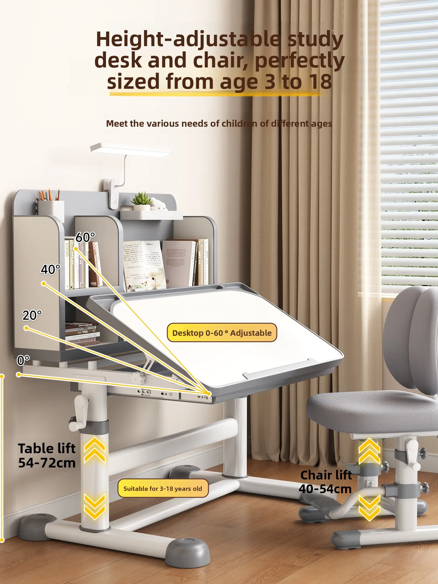Children's Study Table Primary School Students Home Desk Special Writing Table Liftable Chair Set