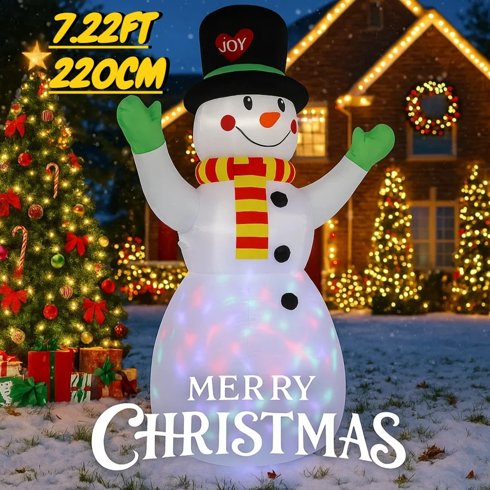 7.22FT Illuminated Inflatable Toy Snowman Xmas Decorations for Yard with LED Lights Christmas Supplies Outdoor Decor Home Gifts