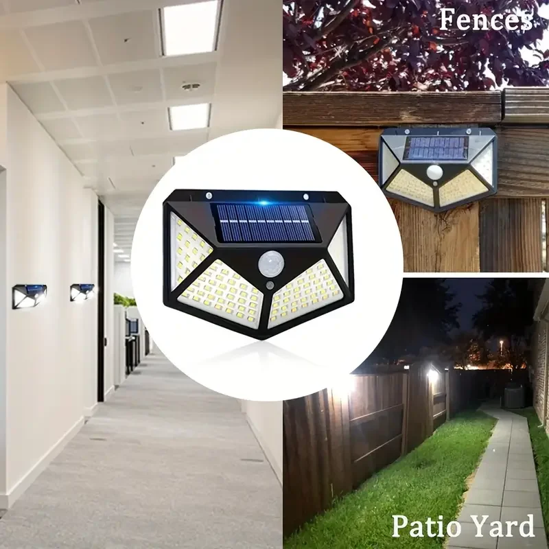 Solar Lights Outdoor 100 LED 3 Lighting Modes Motion Sensor Wall Lamp IP65 Waterproof Solar Powered Wall Lights - Image 2