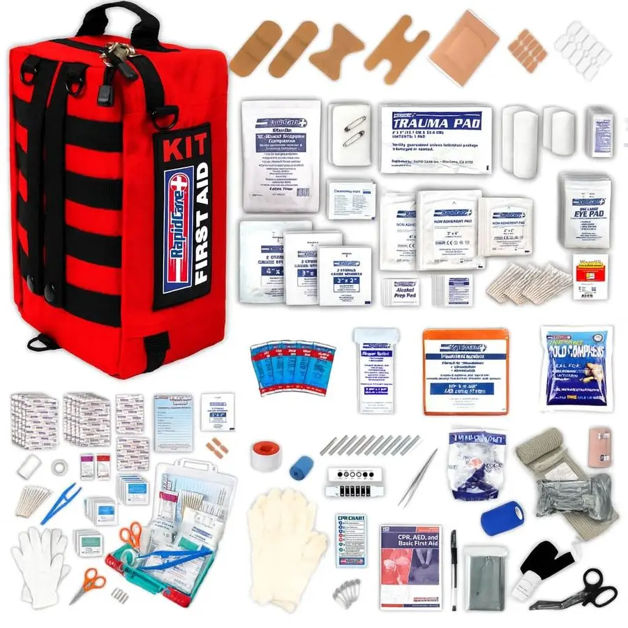 First Aid Kit 300 Piece Emergency Medical Kit with Bonus 95Piece Travel Pack Outdoor, Workplace, and Home Use Color Coded amp La