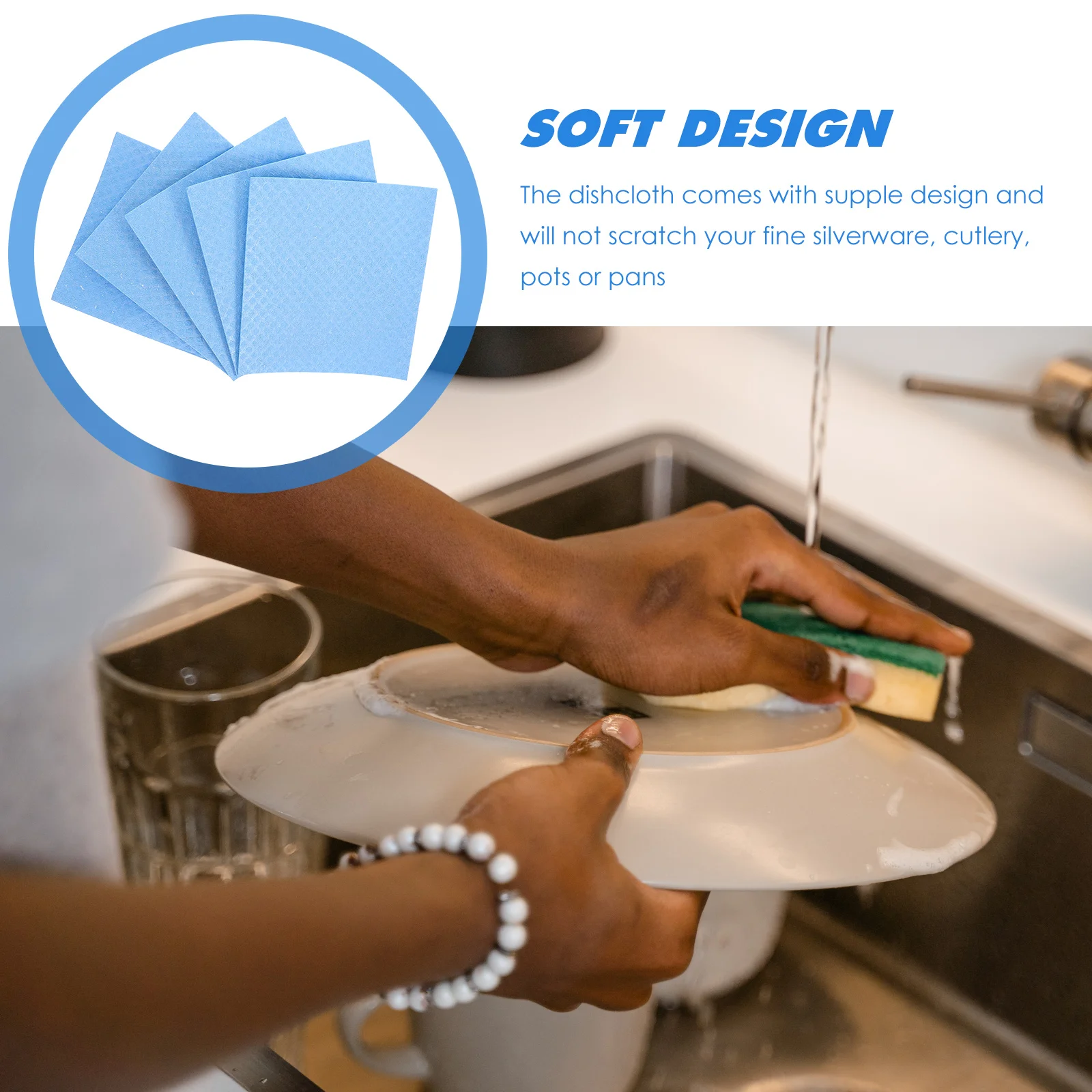 

5Pcs Wood Fiber Dishcloths Durable Reusable Kitchen Cleaning Cloths Highly Absorbent Dish Towels for Dishwashing