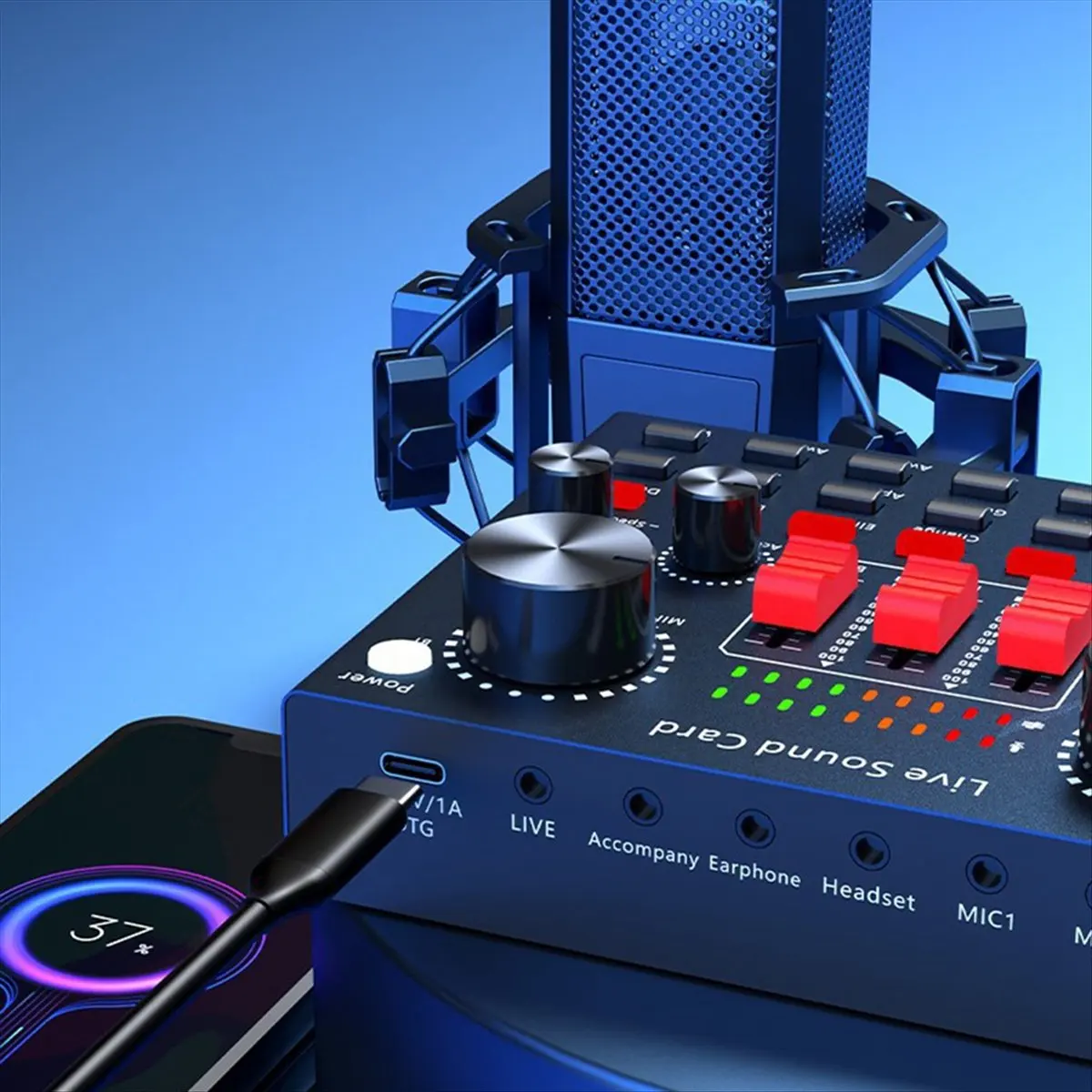 Tarjeta de sonido externa USB V8K, micrófono portátil múltiple, tarjeta de sonido de transmisión en vivo para teléfono móvil y ordenador