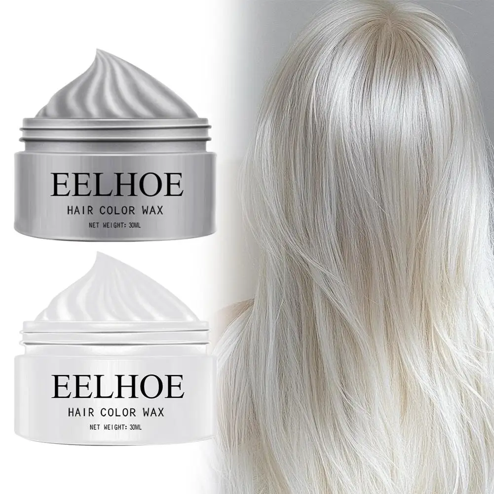 

30ML Temporary Hair Color Wax Men Diy Mud Disposable Molding Paste Dye Cream Hair Gel For Hair Coloring Styling Silver Grey P7B9