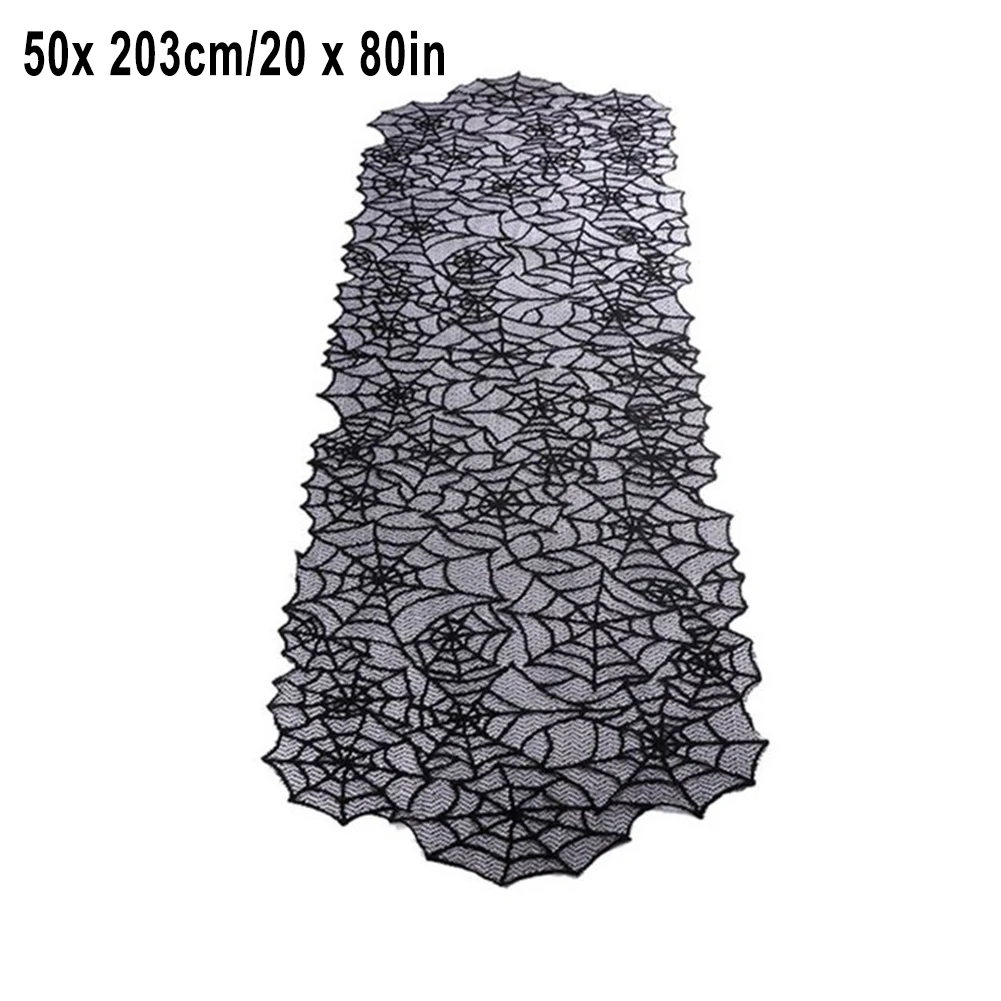 Decor Tafelkleed Opvouwbaar Halloween Anti-kreuk Decondecoraties Polyester Naadloos Spinnenweb Kant Wasbaar