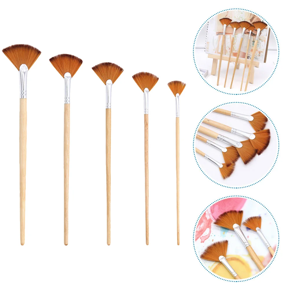 

5pcs Paint Brush Set Premium Nylon Bristle Wear-Resistant Portable Watercolor Painting Supplies For Kids Artists Daily Drawing
