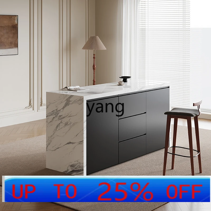 

Lh rock slab island table integrated large apartment open partition bar