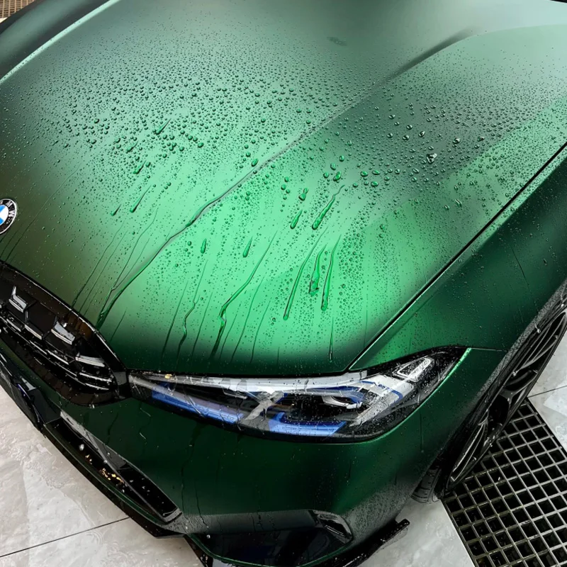 PET Satin Chrome Stealth Green Vinyl Wrap Film with Air Release Self Adhesive Decal Sticker Automotive Car Wrapping Roll