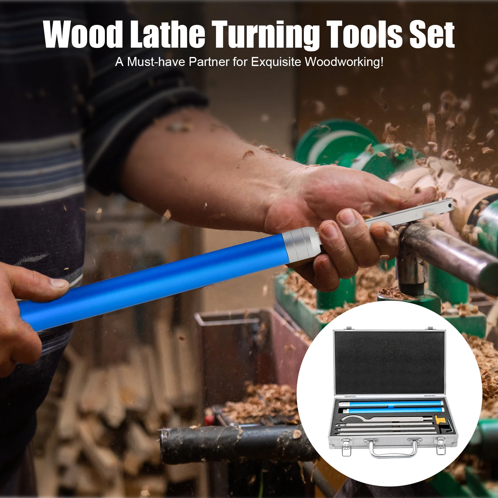 Holzdrehwerkzeug-Set mit Hartmetallspitzen, Drehbare Klingen, Ergonomischer Griff für Holzbearbeitung, Schüssel- und Stiftherstellung