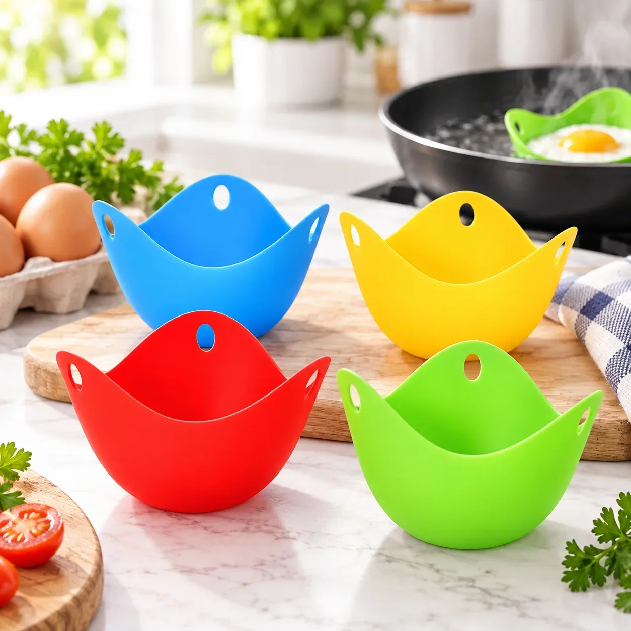 Silicone Egg Poacher Cups Egg Boiler Breakfast Kitchen Gadget High Temperature Resistant for Microwave Air Fryer Stovetop