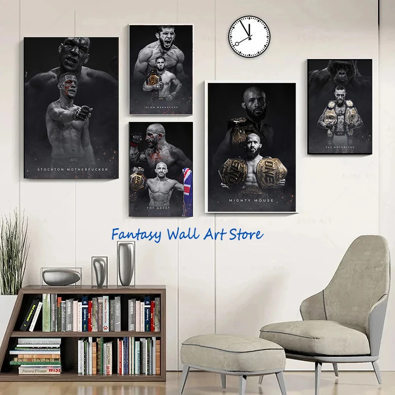 UFC Boxing Fighters UFC Champions Athlete Motivation Fighter Icon Motivational Poster Canvas Painting Wall Pictures Home Decor