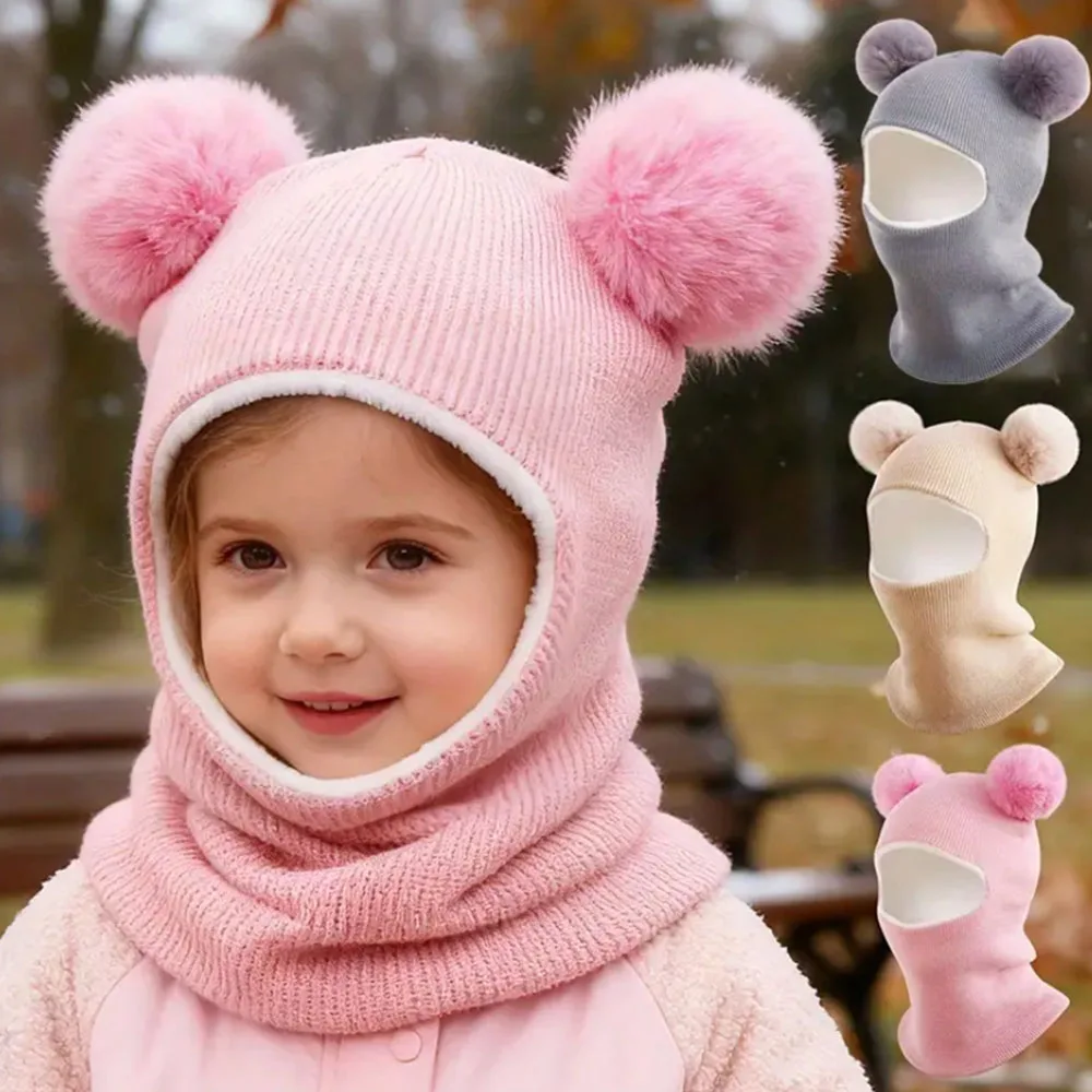 

0-3Y Boys & Girls Cozy Winter Hat 2-in-1 Winter Hat & Scarf - Thick Warm Fleece-Lined Ear Flaps, Soft Plush-Like Texture