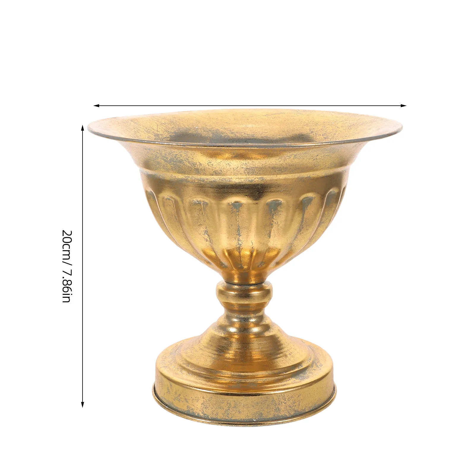 Vintage Metal Urn Planter Gold Decorative Pedestal Flower Pot Outdoor Indoor Plants Rustic Wedding Home Decor Golden Iron Vase