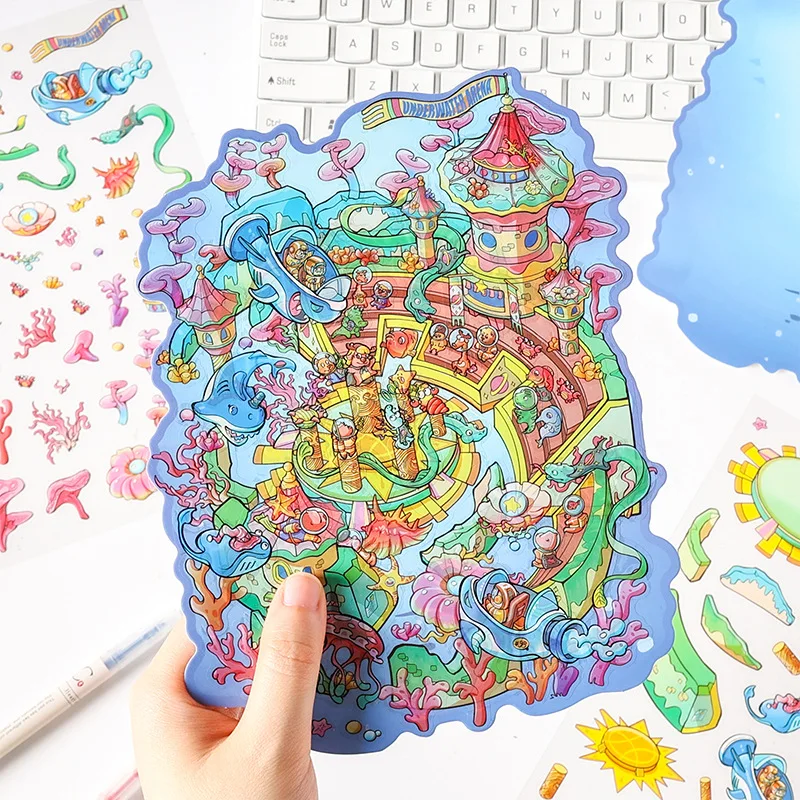 Plus Size Kawaii 3D Sticker Cartoon Pocket Cabin Scene Stacking and Pasting Festival Birthday Gift for Kid Child Student