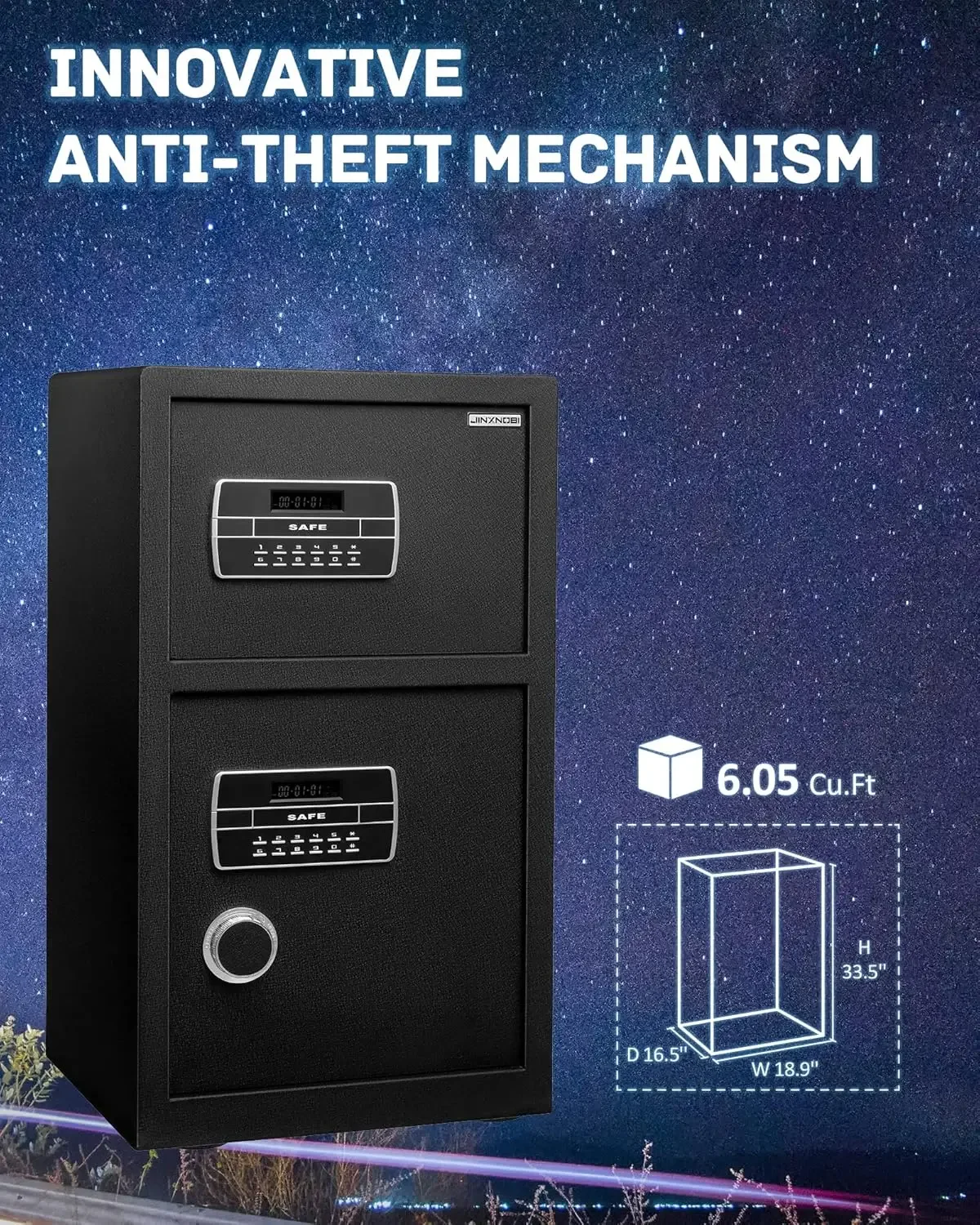 Double Door Security Safe Box,6.1 Cubic Feet Home Safe Lock Box with Big Fireproof Waterproof Safe