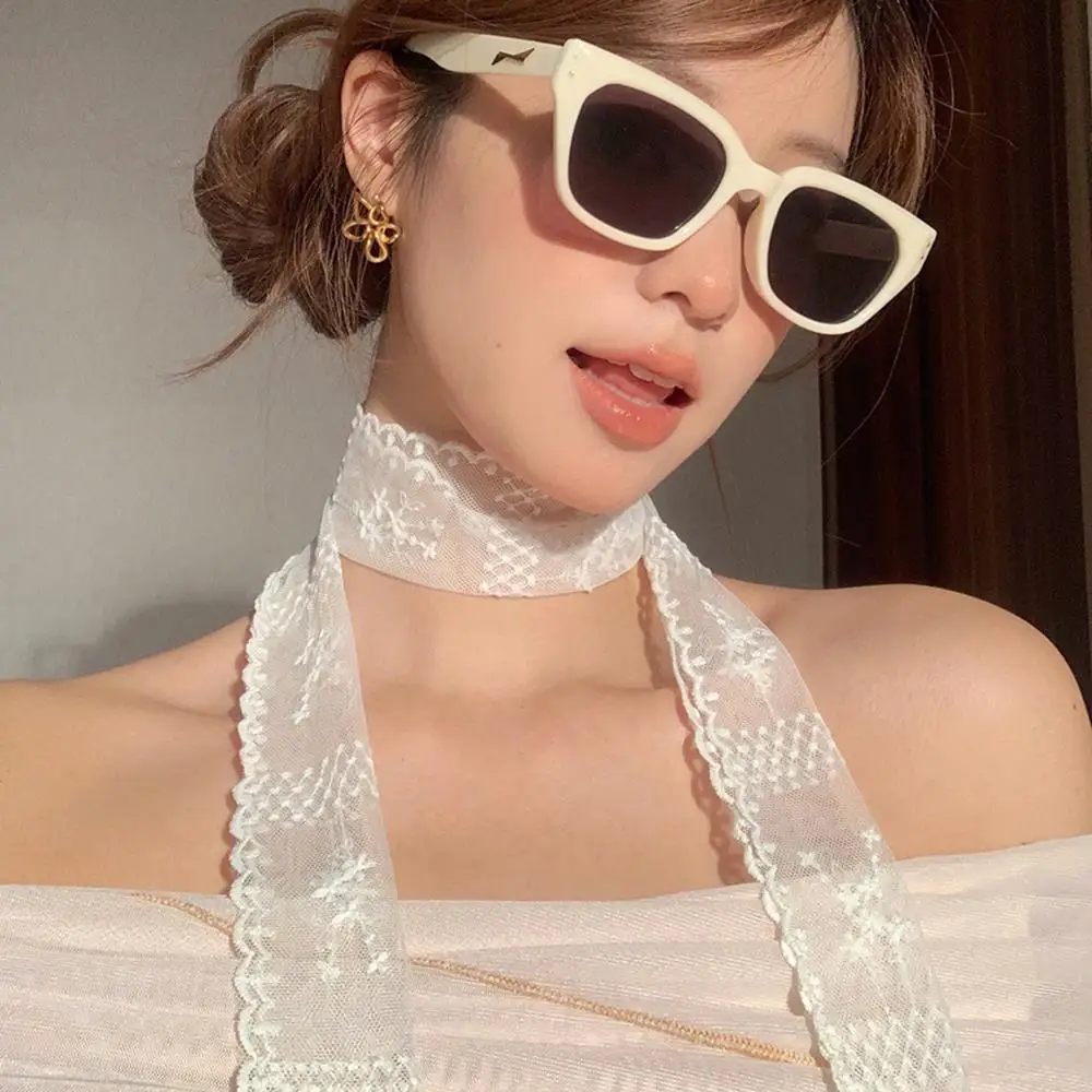 Blume Weiße Schleife Stirnband Haar Seil Haar Schal Krawatte Dekor Turban Kopftuch Spitze Frauen Schönheit Haar Zubehör Reise Foto Requisiten