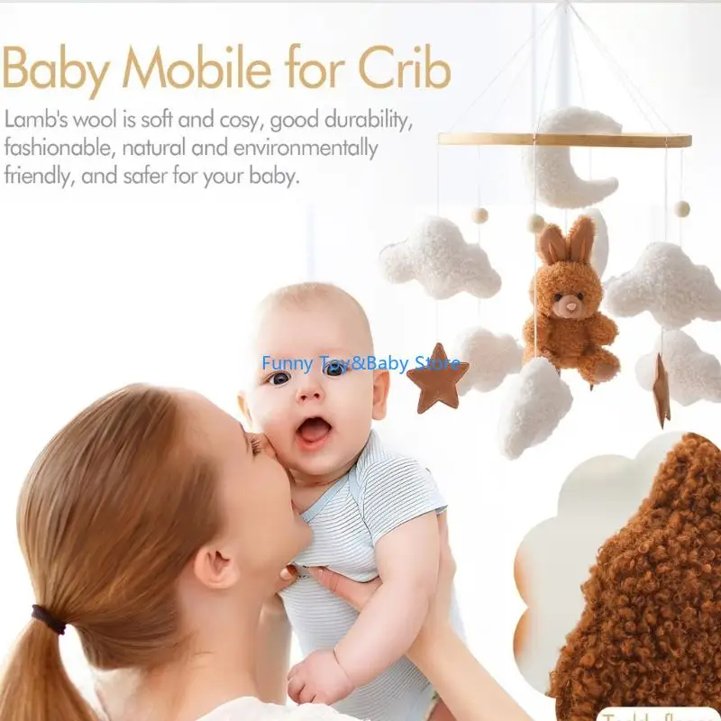 Mobile berceau bébé en polaire avec jouet Animal doux pour les nouveau-nés, jouet cloche développement sensoriel