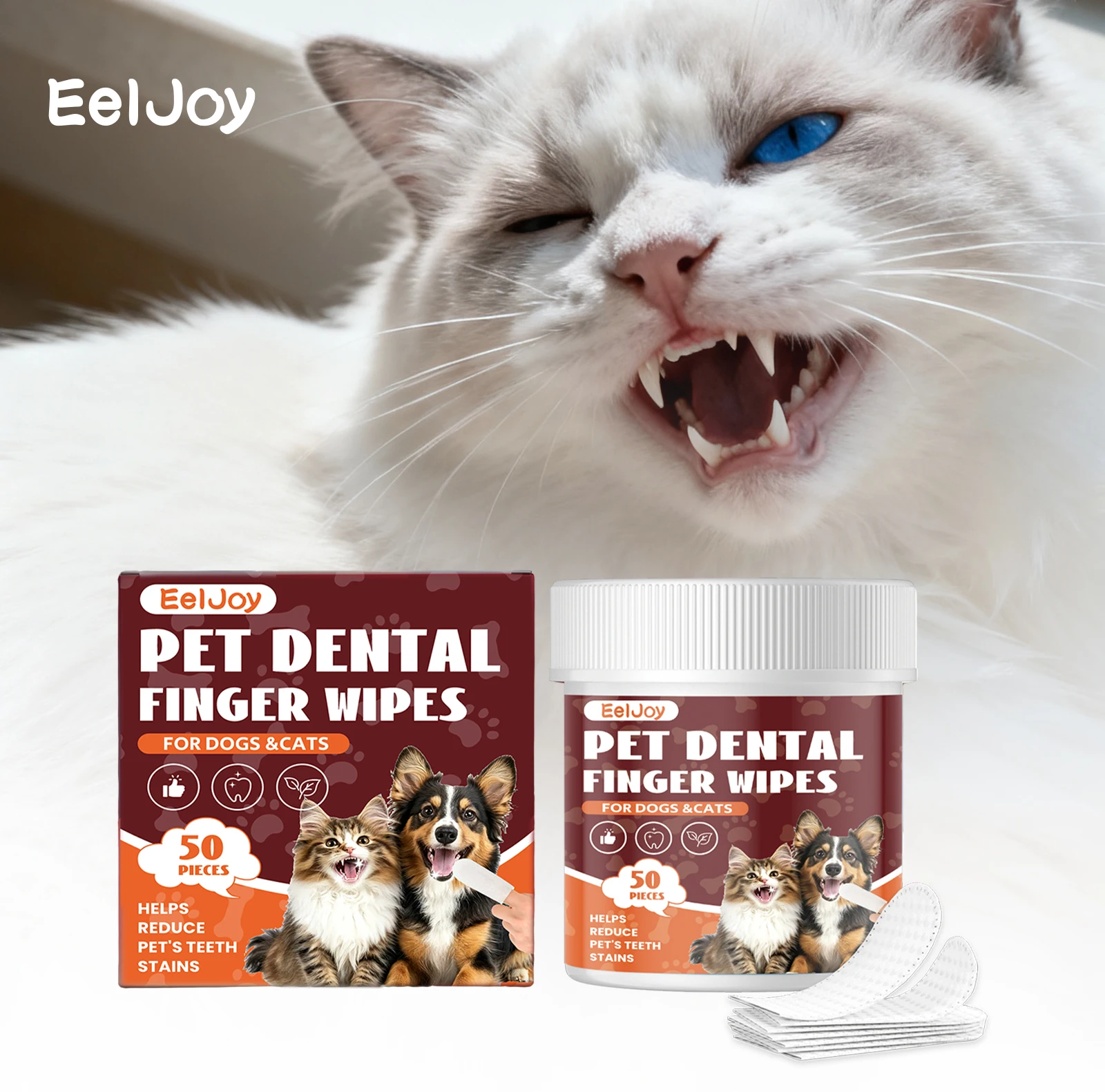 

EelJoy Pet Teeth Cleaning Finger Cots for Daily Cleaning of Cat and Dog Teeth, Fresh and Clean, Disposable and Portable
