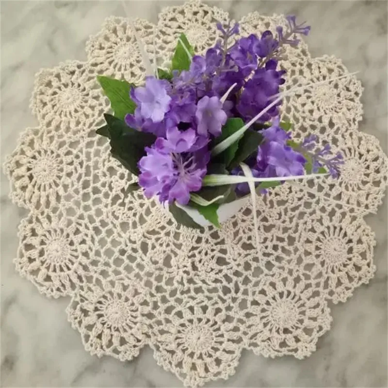 Modern Cotton Lace Crochet Doily Table Napkin Round Tablecloth Placemat Mat Cup Pad Drink Coaster Set Coffee Table Decorations