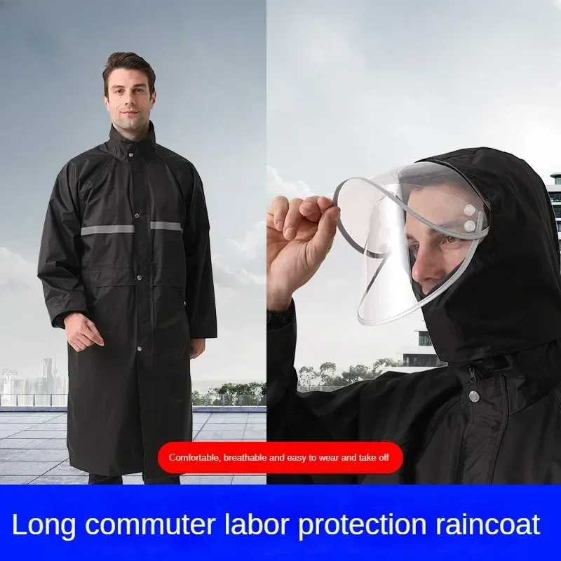 

DurableWindbreaker Type Labor Protection Raincoat Long Full Body Rainstorm Suit Men's Thickened One-piece Waterproof Outdoor Pon