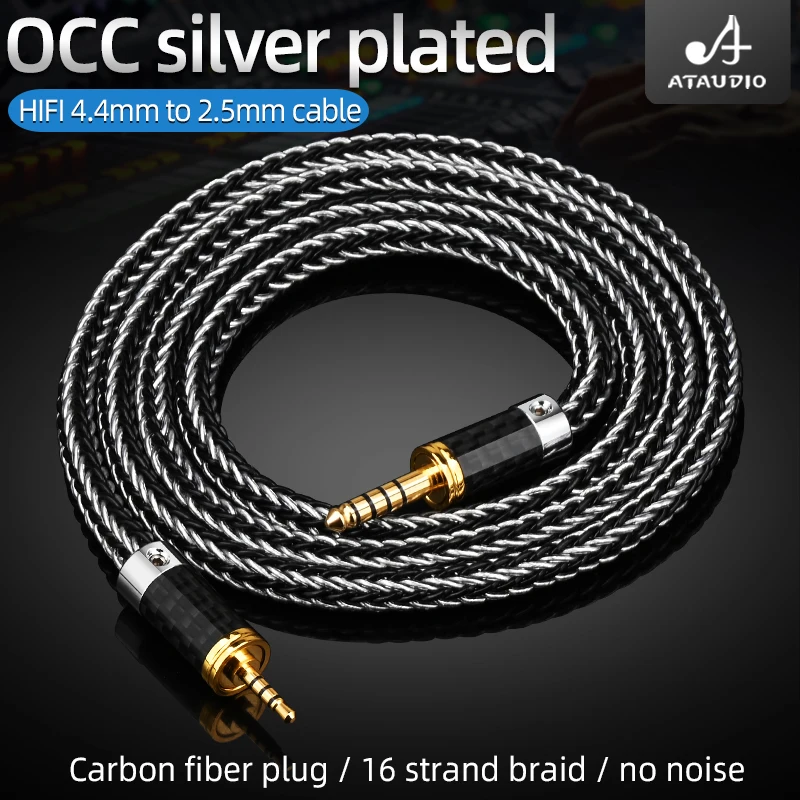 

HiFi 4.4 to 2.5 Cable for Amplifier Hi-end 16 Share OCC Sliver Plated with Carbon Fiber Plug 4.4 to 2.5 Jack Balance Audio Cable