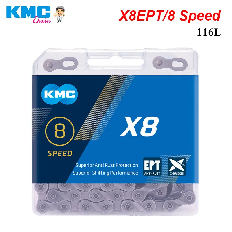 KMC 8S MTB Kette X8EPT X8 Z8,3 X8PL Mountainbike Strom 8 Geschwindigkeit Rennrad Ketten 8V 112 116 Links Power Lock Radfahren Teile – Detail 4