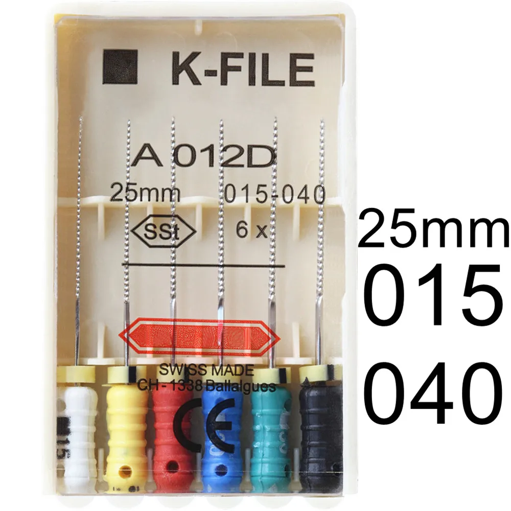  ﻿ 10 Packs/Box K-FILE 21/25/31mm 015-040 Stainless Steel Endo Root Canal K Files Endodontic Hand Use