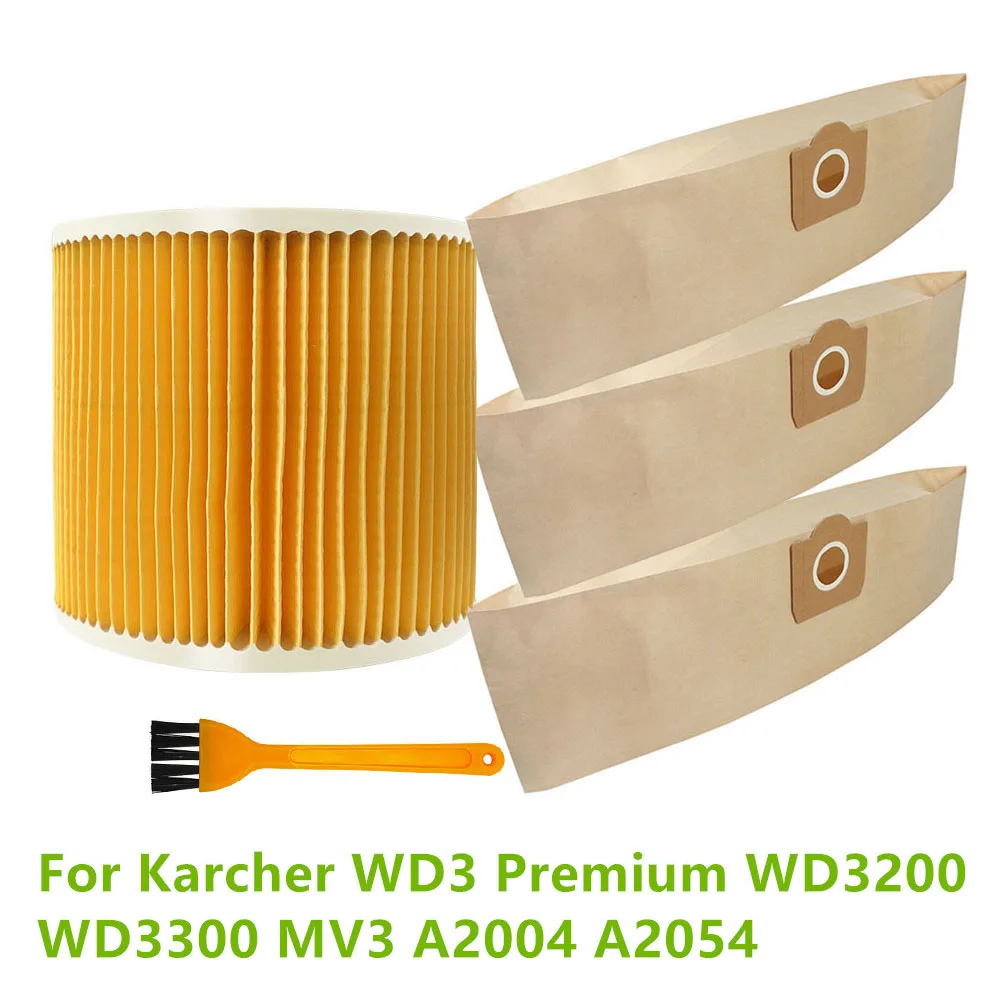 Sacos de coleta de poeira com filtro hepa para karcher wd3 premium wd3200 wd3300 mv3 a2004 a2054 acessórios para aspirador de pó
