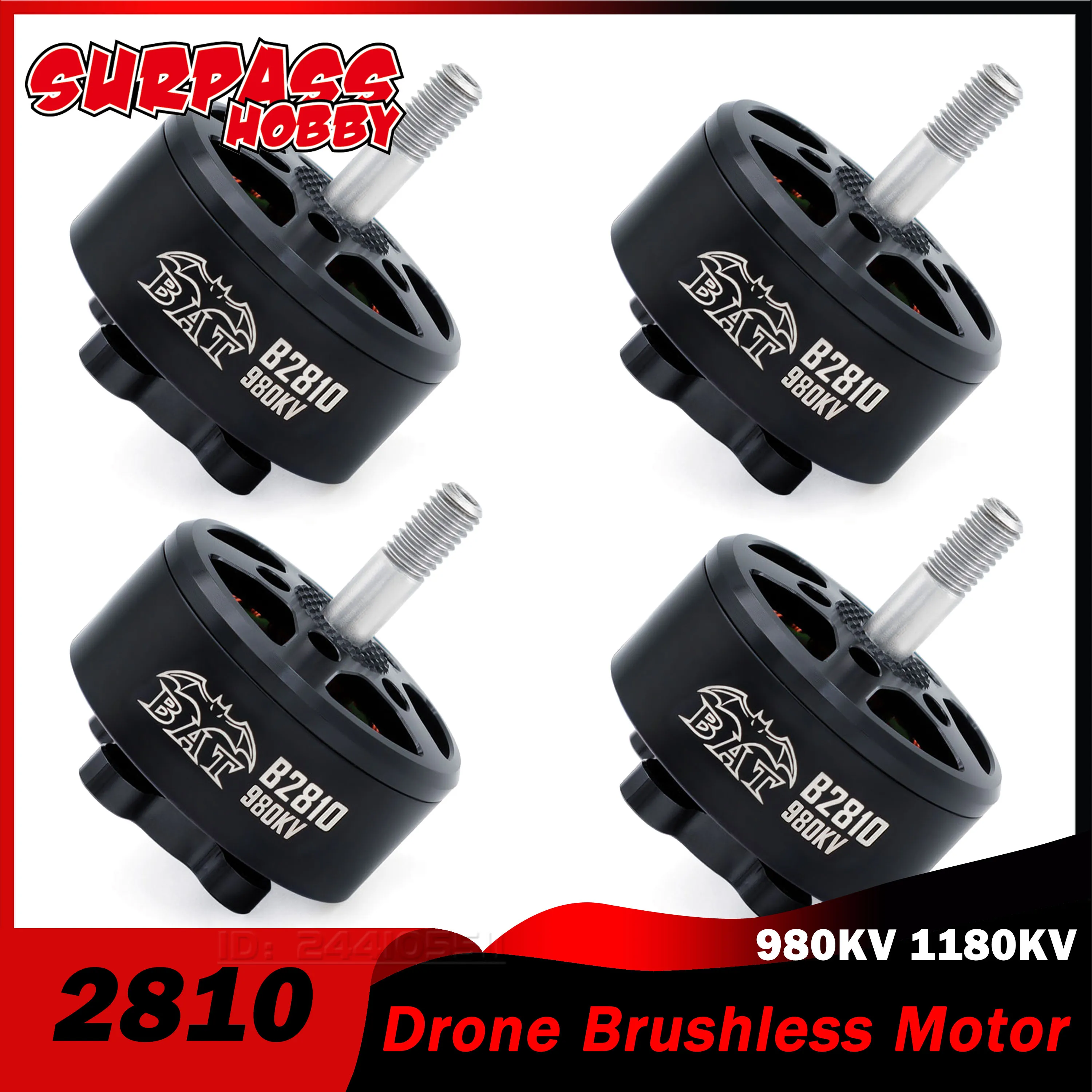 4pcs Surpass Hobby BAT 2810 Outrunner Brushless Motor 9800KV 1180KV for RC FPV Racing Drone Mark4 7inch Frame Freestyle APEX XL7