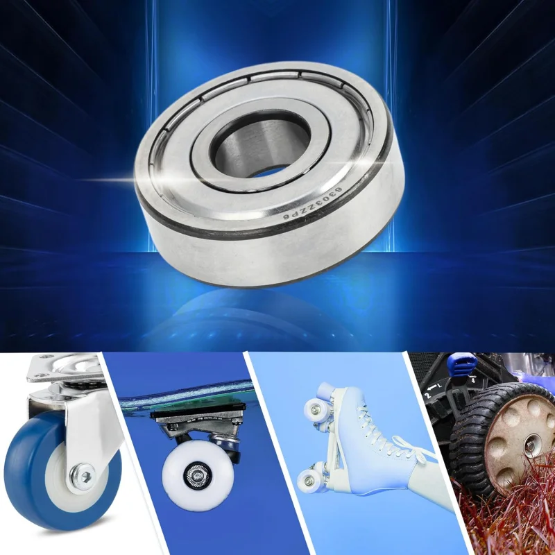6303ZZ Deep Groove Ball Bearings P6 17x47x14mm Lubricated Bearings Double Metal Seal Silver Tone Scooter Skateboard Wheel