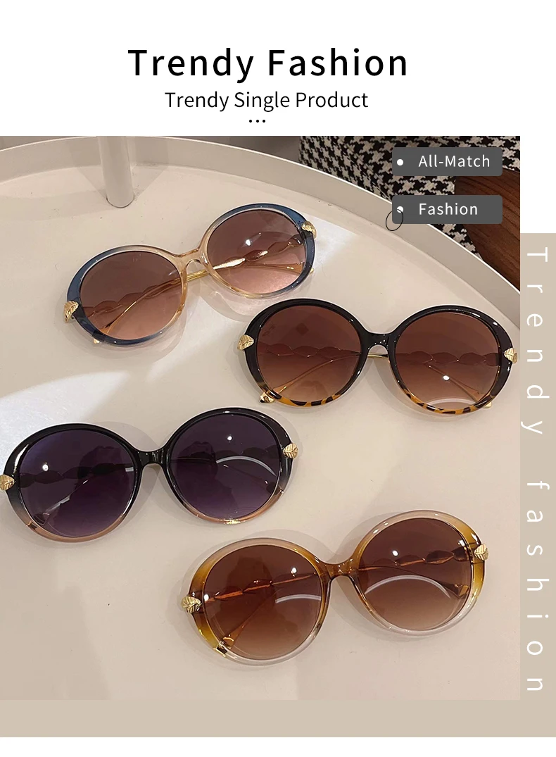 KAMMPT Runde Retro-Sonnenbrille für Damen, modisch, beliebt, Vintage-Rahmen, Herren, Luxus-Trend, Marke, Designer-Sonnenbrille, Schutzbrille – Detail 4