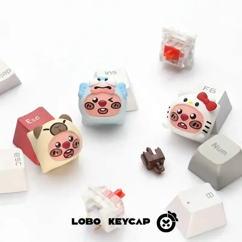 Kawaii Cute Sanrio Hello Kitty Hangyodon 3D Keycaps MX Switch Creative Personalized Custom Game Mechanical Keyboard Keycaps